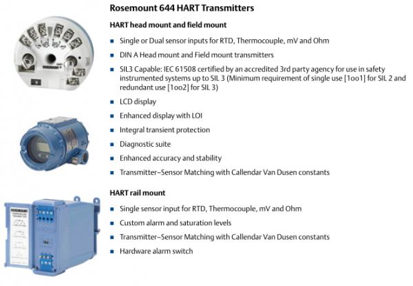 644 Rosemount Temperature Transmitter , Hart Temperature Transmitter Field Mount