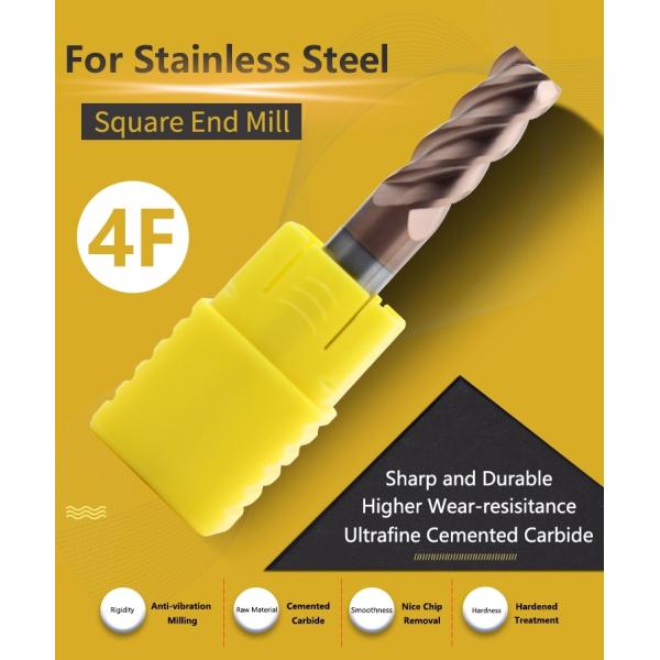 Special Design Solid Carbide End Mill 6x50mm-4F Brazed For Stainless Steel