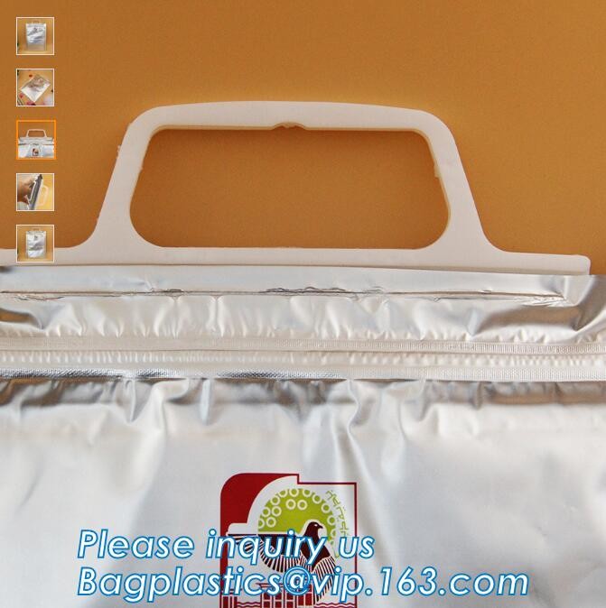 Custom Packing Aluminum Foil Zip-Lock Grocery Handle Thermal Insulation Cooler Bag For Outdoors,Promotional Insulated La
