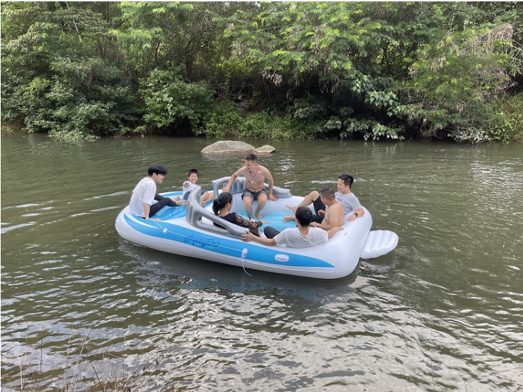 6-Person Water Party Island Drift Boat Customized PVC Float Inflatable Bay Breeze Boat