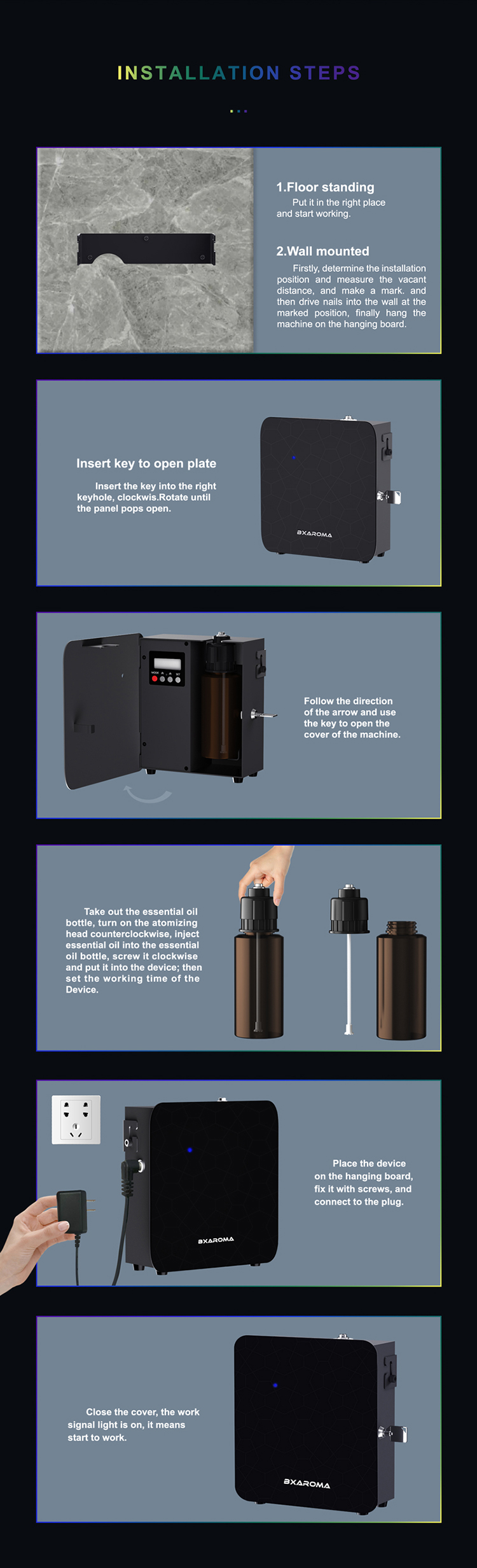 200ml HVAC Scent Diffuser Machine Electrostatic Commercial Aroma Air Diffuser