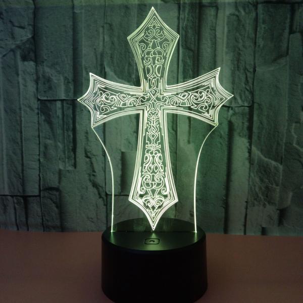custom oem Islam Christian religion Cross 3D Night Light Touch Remote table lamp child gift