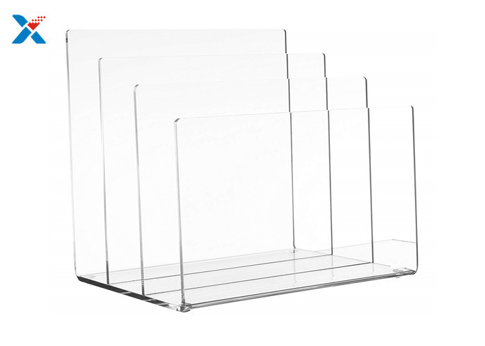 3 Sections Acrylic File Organizer , Clear Acrylic Office Organizer OEM Available
