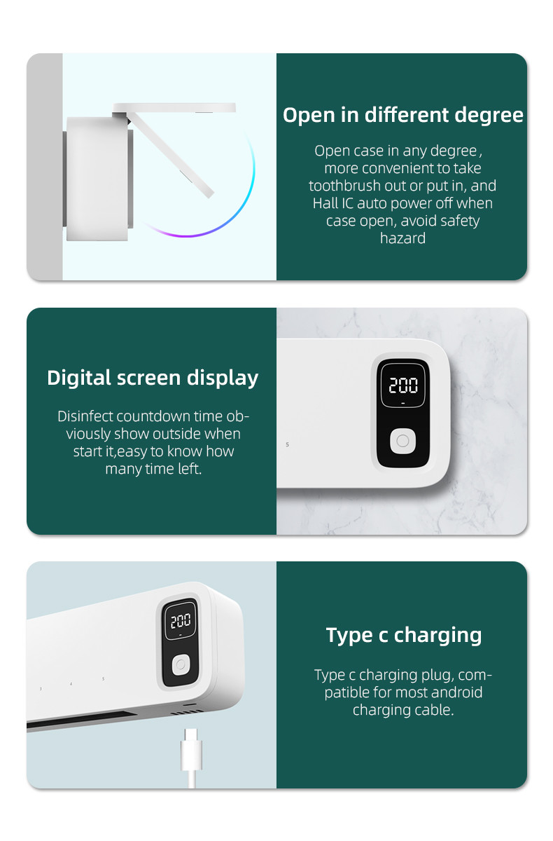 2000mah Battery Smart Toothbrush Disinfection Case with 5 Toothbrush Positions