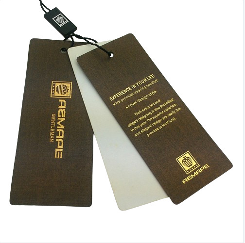 Double Sided Matte Custom Hang Tag Labels With Cord Black Custom Cardstock Tags