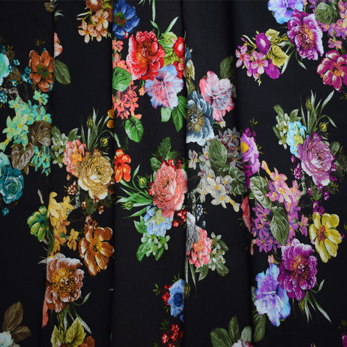 Woven Flower Viscose Fabric Texture Customized Digital Printing Light Blue Velvet