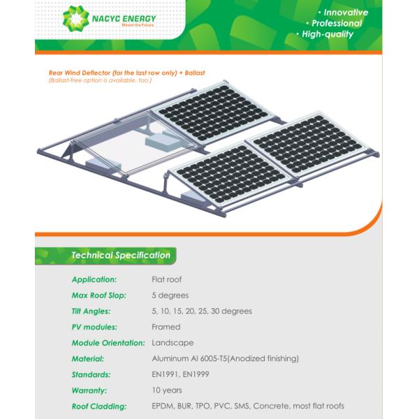 Framed Ballasted Solar Mounting Systems PV Module Support Rack No Roof Penetration