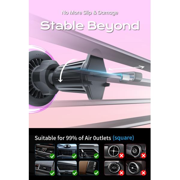 Customizable Shell Color Car Wireless Charging Stand With Blower Design And Strong Magnetic Suction