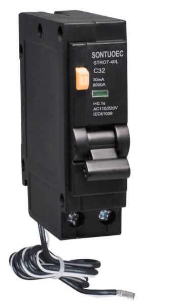 Quality Plug-in Type RCBO Breaker 6KA Single Phase 1P+N IEC61009 Up 60A Black Color for sale