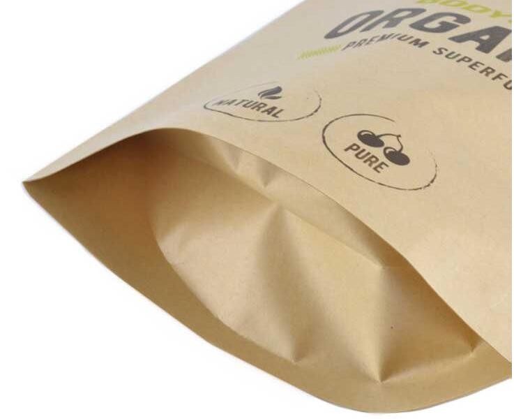 Custom Printed High Quality Kraft Paper Resealable Bags For Food