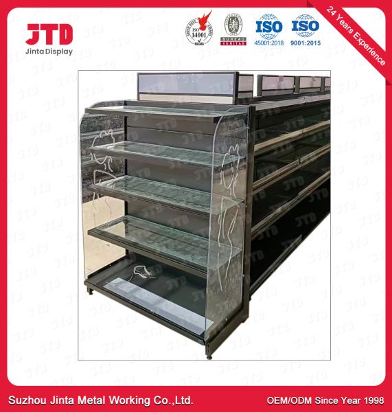 Quality Cosmetic Supermarket Display Shelf With Acrylic Side Boards for sale
