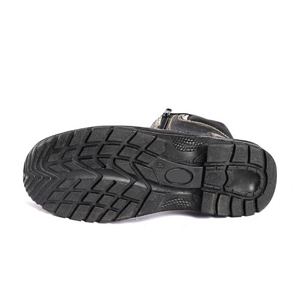 Black Anti Slip Safety Shoes Oil Acid Resistant Rubber Sole Steel Toe Puncture Proof No Lace Leather Zipper
