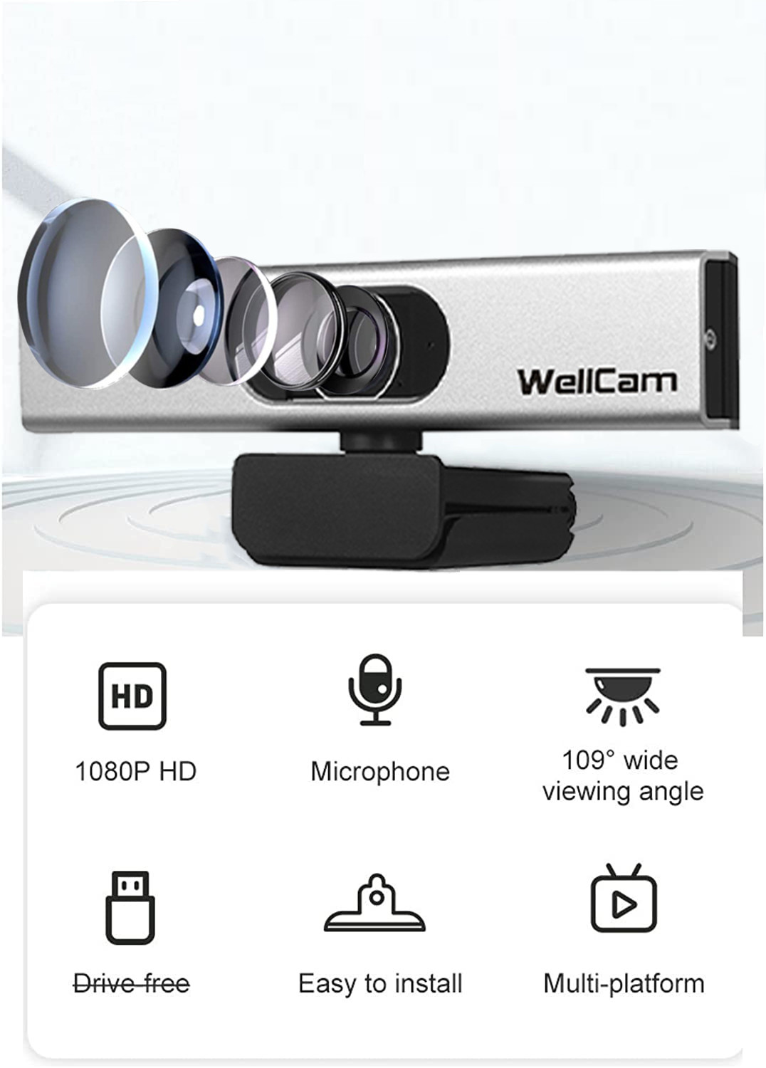 2.1MP 1080P USB Web Capture Ip Camera For Video Calling Conference