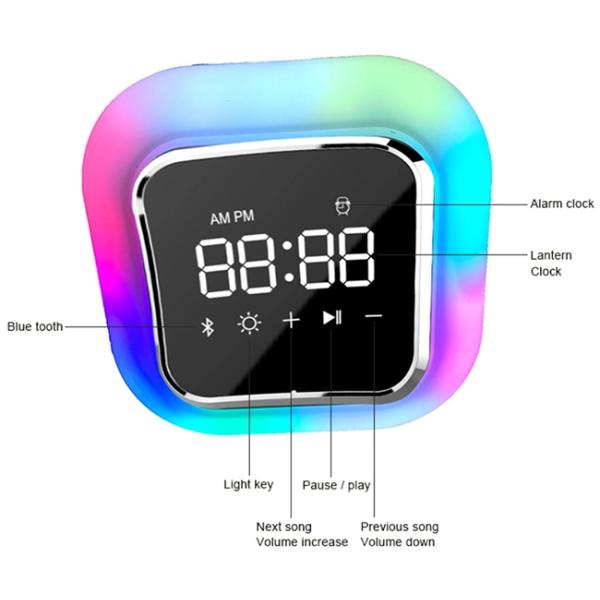Rechargeable Touch Light Alarm Clock 5W With FM Radio / Bluetooth Speaker