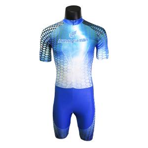 Blue Sublimation Inline Skate Wear , Lycra Inline Speed Skating Skinsuit