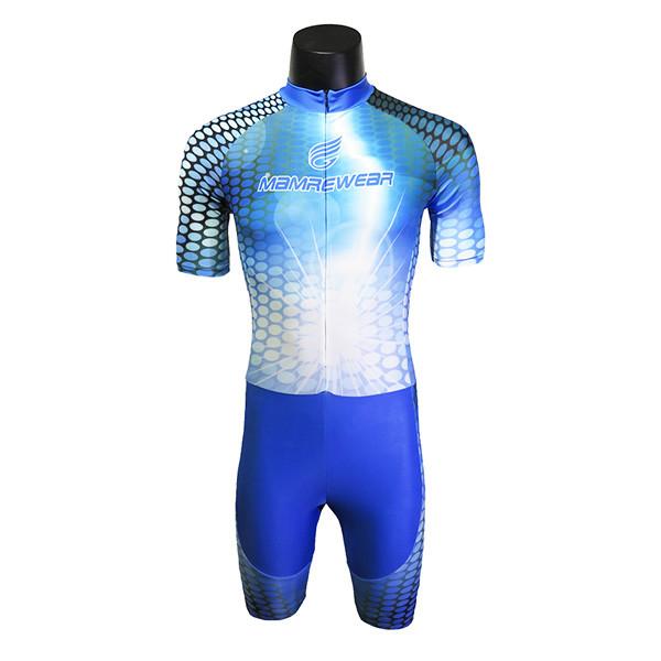 Quality Blue Sublimation Inline Skate Wear , Lycra Inline Speed Skating Skinsuit for sale
