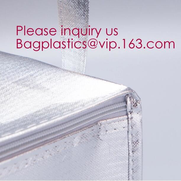 Custom Packing Aluminum Foil Zip-Lock Grocery Handle Thermal Insulation Cooler Bag For Outdoors,Promotional Insulated La