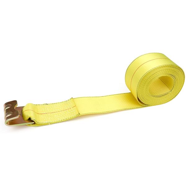 4" X 30" Gold Heavy Duty Tie Down W/Flat Hooks 5400lbs Cargo Control For Flatbed Truck