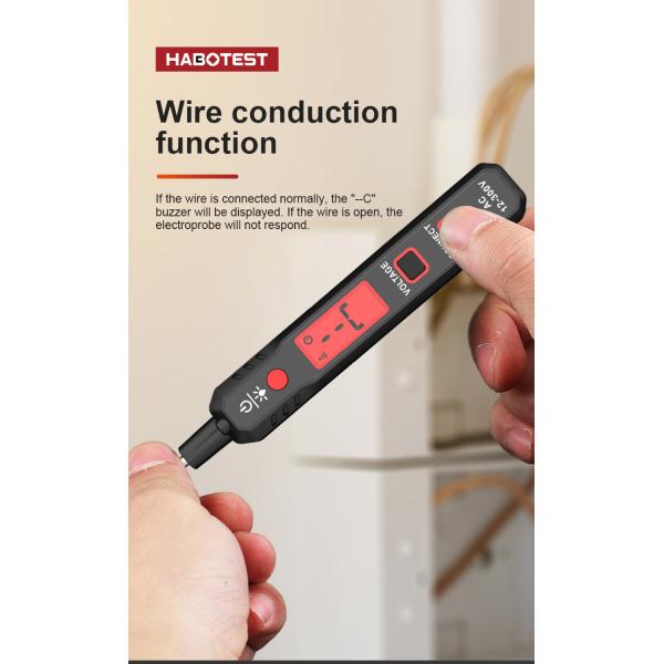 HABOTEST Voltage Detector HT89 AC 300V Sensitive Induction Tester Pen Backlight AC Voltage Tester Sound Light Alarm LCD Display
