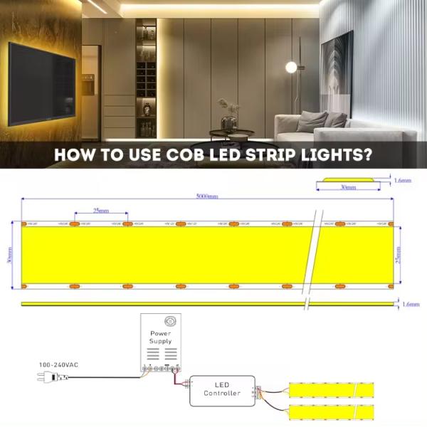 3- Ultra Wide 24V White Warm White COB LED Strip Light for LED Decorative Lighting 90Ra