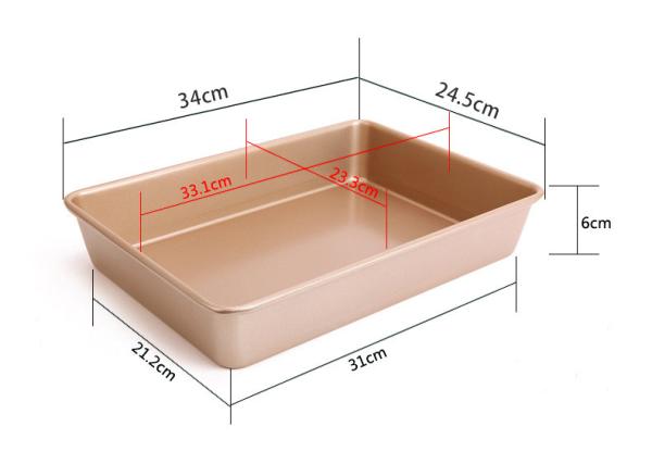 Quality Gold coating 13 inch non-stick deepened rectangular baking pan cake pan bread tin Europe bakeware for sale