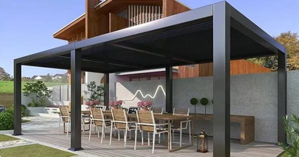 Garden Backyard Aluminum Gazebo Villa Smart Electric Louvered Awning Landscape Project