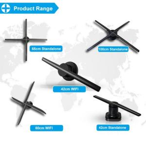 China Wifi APP Control 3d Hologram Projector 4 Axis Blades Holographic Ads Display on sale