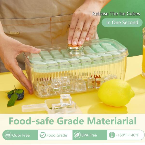 Freezer Food Grade Lce Cube Tray With Lid And Bin BPA Free Silicone Ice Cube Trays Molds