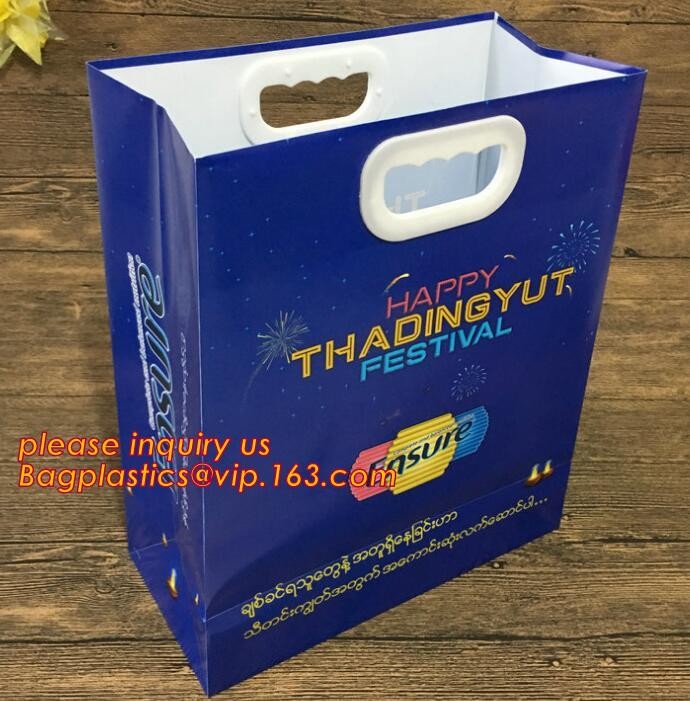 Promotional customized high quality soft loop plastic cloth bag,manufacturer custom soft loop handle polyethylene PE pla