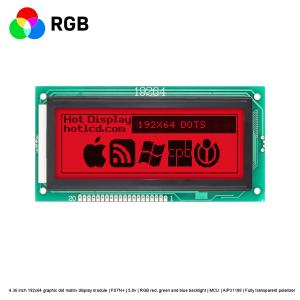 China 4.36 inch 192x64 graphic dot matrix display module | 5.0v | RGB red, green and blue backlight | MCU | AIP31108 | Fully transparent polarizer wholesale