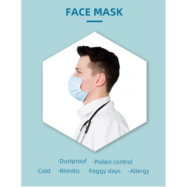Anti Dust Disposable Medical Supplies 3 Ply Earloop Face Mask Non Woven