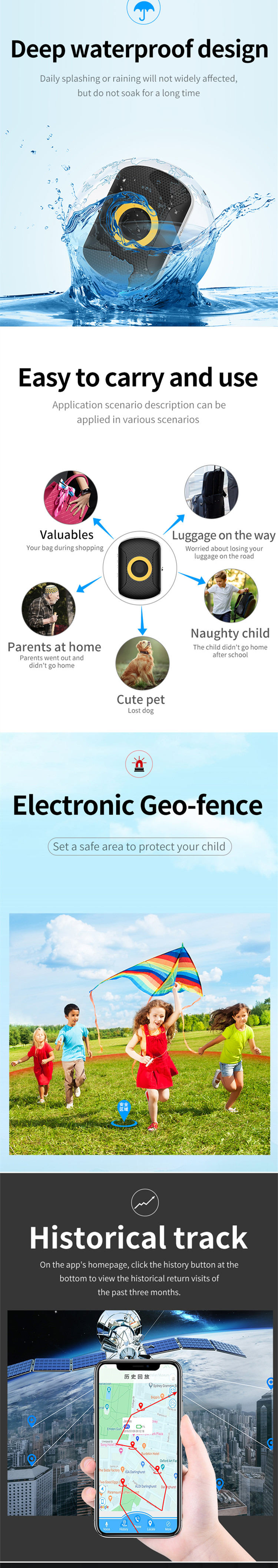 49g IP67 Waterproof hisory route Check Tracking Device For Cats