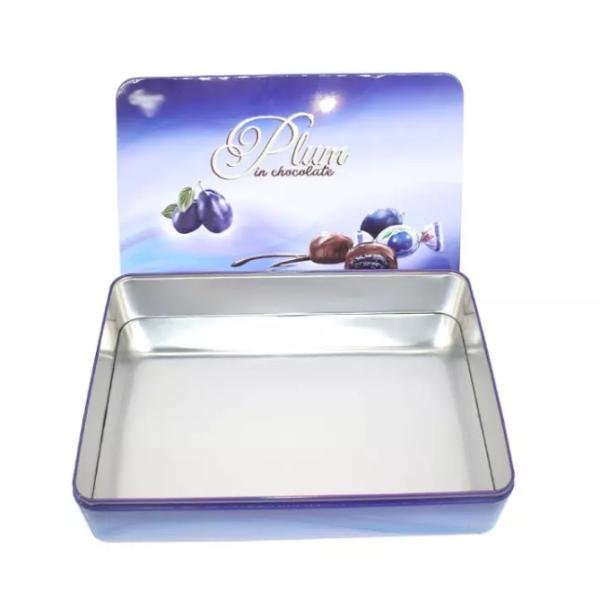 Personalized Rectangle Cookie Tin Cans 350g Chocolate Packing Container