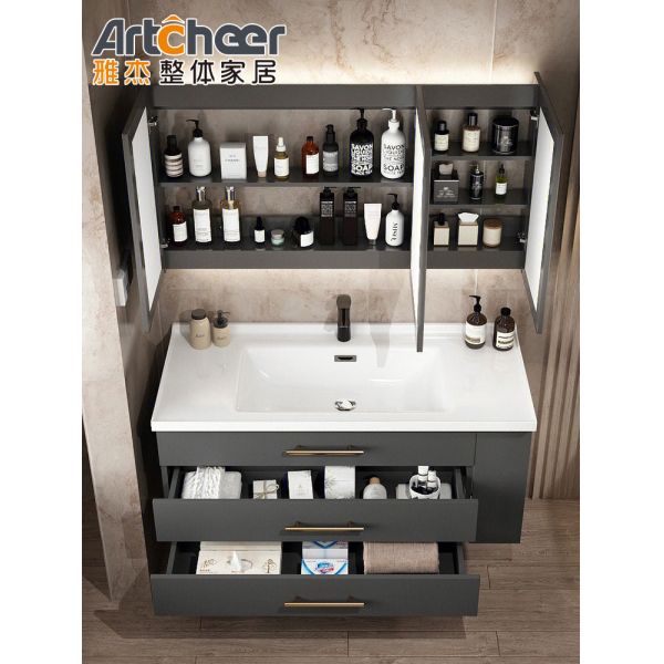 Contemporary Design Bathroom Vanity with Customized Color and Floor Mounted Installation