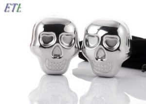 China Creative Whiskey Metal Ice Cubes For Scotch , 304 Stainless Steel Skull Head Ice Cubes wholesale