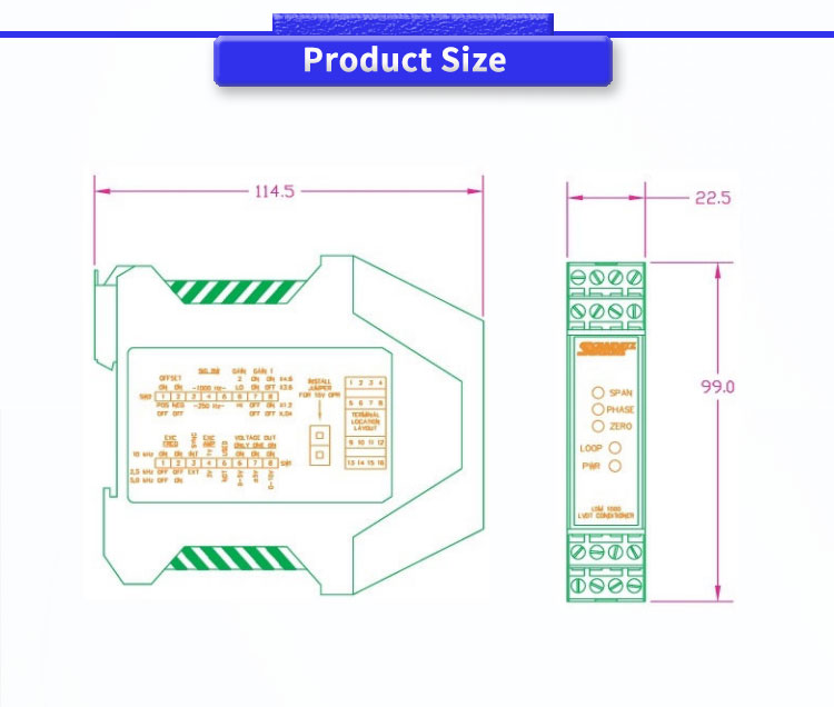 MEAS LDM-1000 1 in stock displacement sensor Signal conditioner LED display can use with LVDT RVDT 4/5/6wire connection
