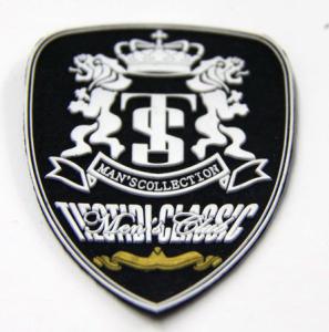 PU Leather Custom Shape Chest Patches  Rubber Embossed Logo Plain Back sewing on style
