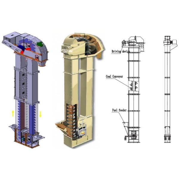 Vertical Belt Bucket Elevator , Belt Lift Elevator For Rice Mill Machine