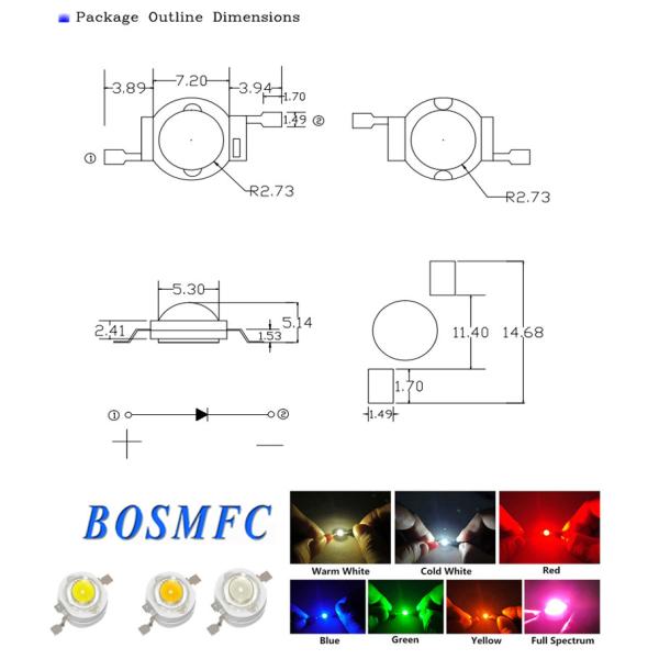 2.8V-3.2V 3W High Power SMD LED 1W LED lamp for Stage Lights
