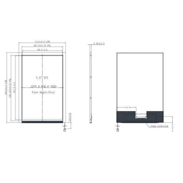 High Brightness 7 inch 1200x1920 MIPI Interface IPS TFT LCD Display Panel Industrial Module