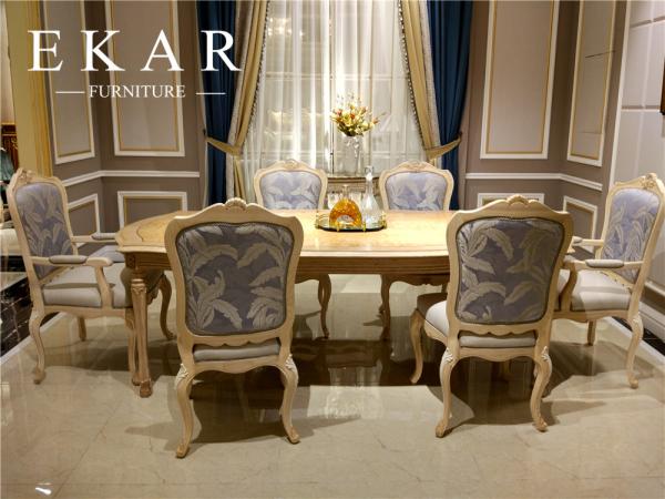 Quality Europen antique style big rectange baroque wood dining table set FT-129 for sale