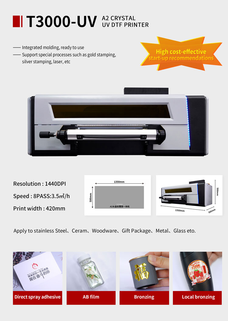 UV DTF Epson Digital Printer Crystal Label Uv Ink Printer 420 A2 Size T3200