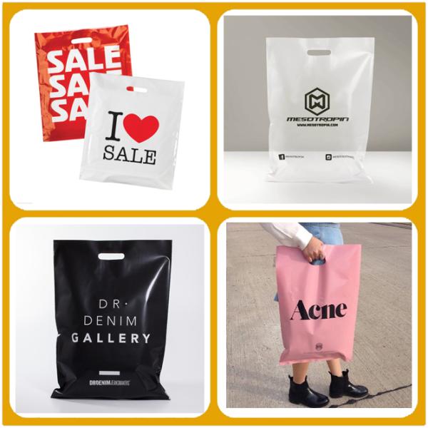 Wholesale Die Cut Handle Eco-Friendly Custom Design Shopping Gravure Printing Groceries Plastic Bags With Logo