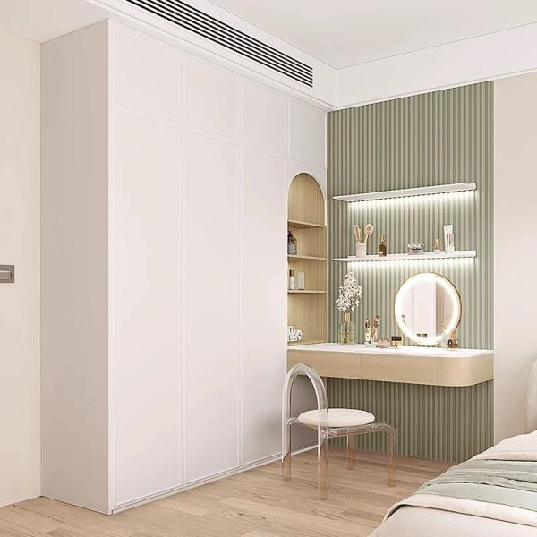 Dressing table with mirror and storage compartments