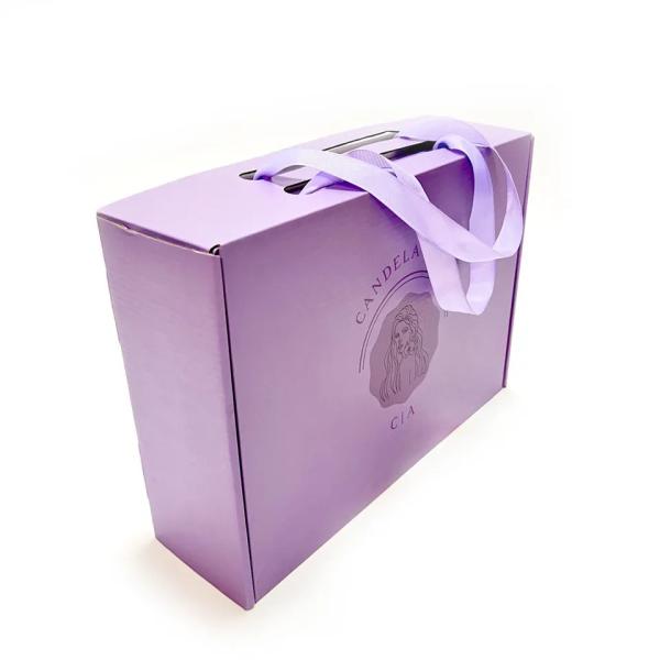 Customizable Printing Logo Clothes Corrugated Folding Cardboard Shipping Box Durable with Ribbon Handle