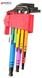 China Screwdriver and socket set Multi Colour Ball End Allen Key Set 9 Pce CR-V Steel Diamond Shaped Tips Design wholesale