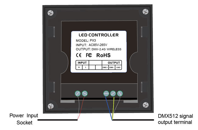 DMX512 Signal LED Pool Light Controller RGB Panel Portable 86mmx86mmx36mm