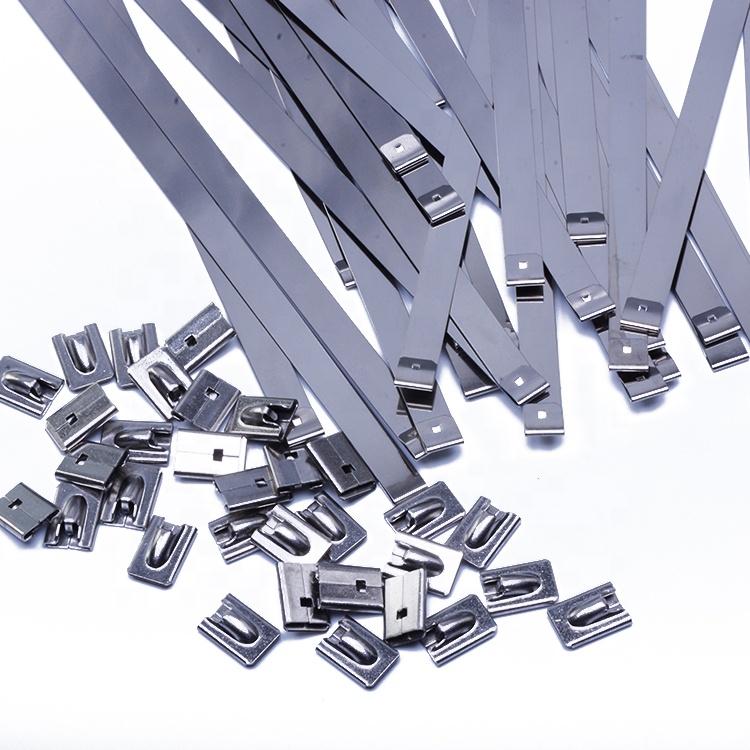 Instock PVC Coated SS304/316/201 Heavy Duty Clamp Self Stainless Steel Cable Tie with Plastic Sprayed Ball Metal 100PCS