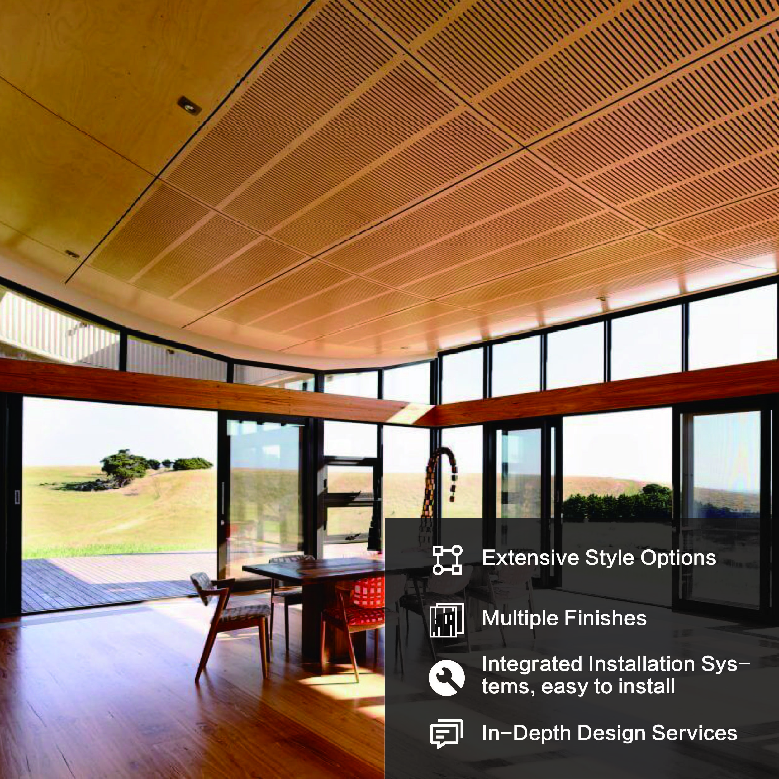 Artistic Designs Acoustic Wood Ceiling Panels Sound Absorbing Suspended Ceiling Tiles