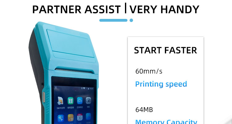 5.5inch Touch Screen Handheld POS Printer with Wireless Interface and Thermal Line Printing